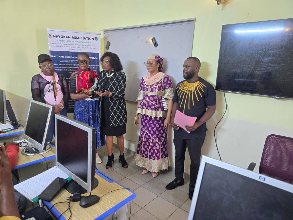 Nayokan leadership and staff at the launch of the VTI computer lab, Yaoundé.